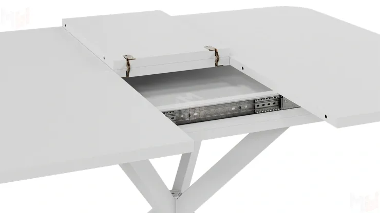 Стол обеденный раздвижной Лиссабон Тип 1 Белый муар, Белый Стол обеденный раздвижной Лиссабон Тип 1 Белый муар, Белый