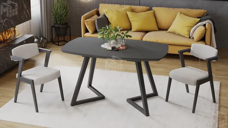 Стол обеденный TESCA 2 Графит, Стекло графит матовое