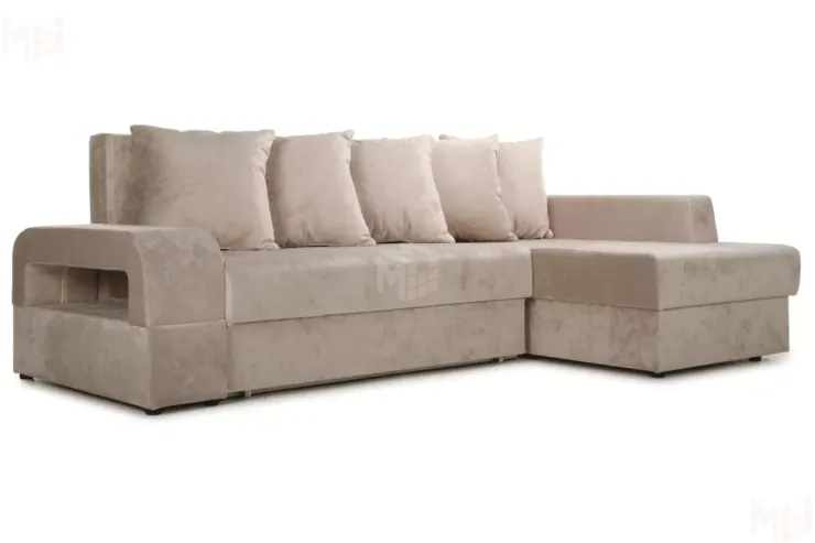 Диван угловой Марго Бежевый Правый Велюр