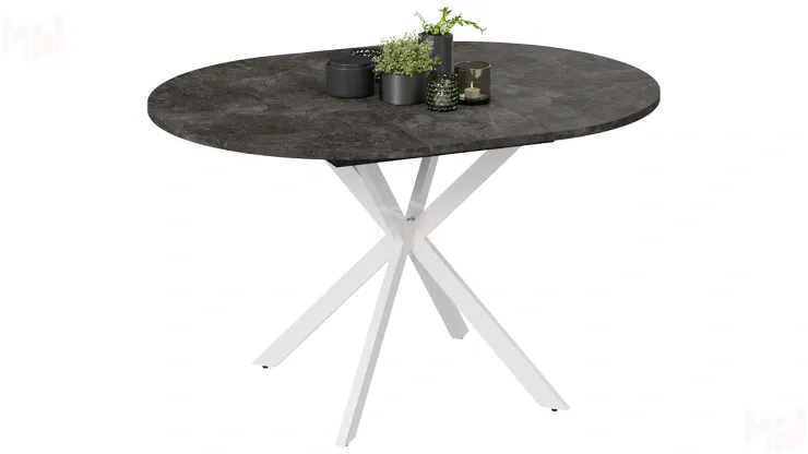 Стол обеденный раздвижной Мэдисон Тип 1 Белый муар, Ателье темный