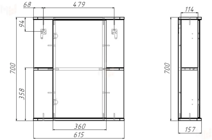 Шкаф-зеркало Норма 2-60 левый/правый Айсберг