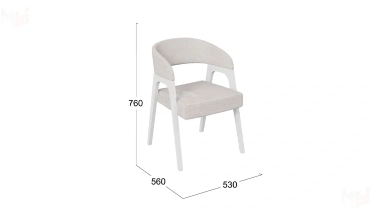 Кресло Техас 1 - W-101 Белый матовый, тк. №220 Шенилл Estetica vanilla