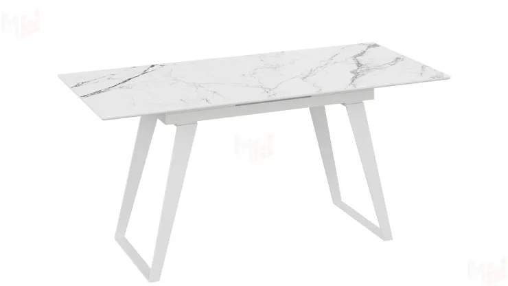 Стол обеденный Техно Белый муар, Стекло глянцевое белый мрамор