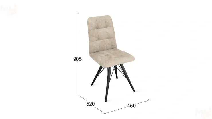 Стул Аспен К3 Черный муар, Велюр Wellmart Dark Beige