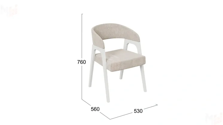 Кресло Техас 1 - W-101 Белый матовый, тк. №208 Велюр Jercy cream
