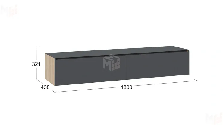 Тумба ТВ Глосс - ТД 319.03.11 Яблоня Беллуно, Стекло Графит матовый
