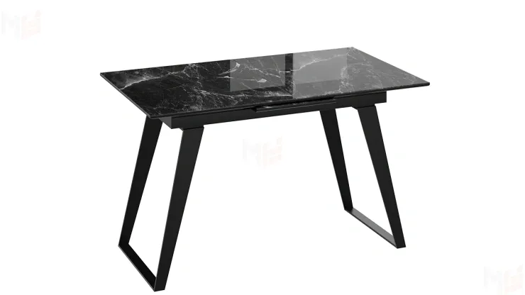 Стол обеденный Техно Черный муар, Стекло глянцевое черный мрамор