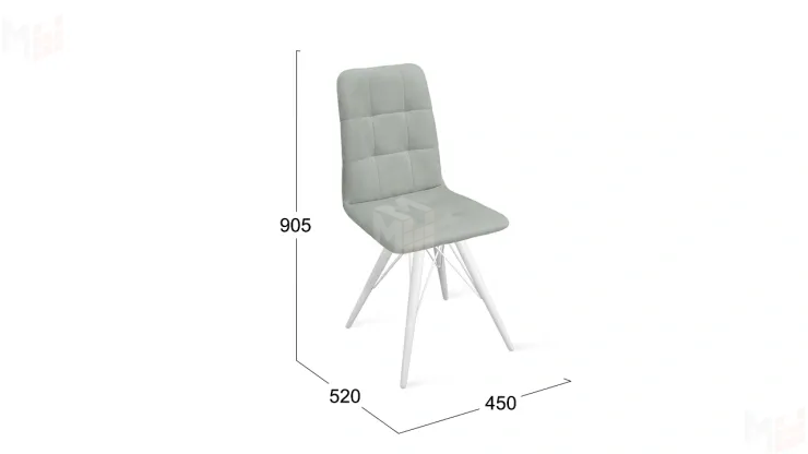 Стул Аспен К3 Белый матовый, Велюр Confetti Silver