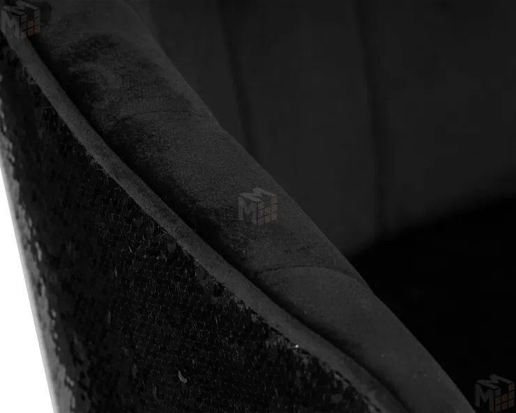 Стул барный DOBRIN DARCY BLACK SHINY (черный велюр с черно-золотыми пайетками)