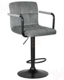 Стул барный DOBRIN KRUGER ARM BLACK (серый велюр (MJ9-75))