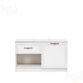 Тумба для обуви Leset Болтон (Холст белый, белое дерево, рамух)