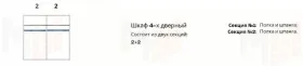 Шкаф Афина 4-дверный (2+2) без зеркал крем корень