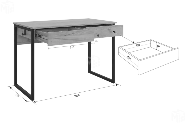 Стол Юниор графит/черный муар