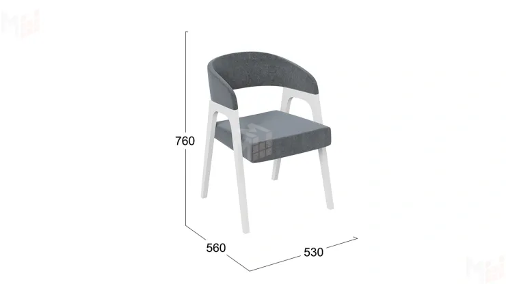Кресло Техас 1 - W-101 Белый матовый, тк. №219 Велюр Jercy graphite
