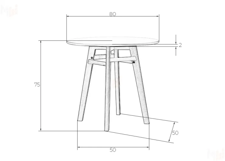 Стол обеденный DOBRIN ALBERT'80 (белая столешница, основание светлый бук)