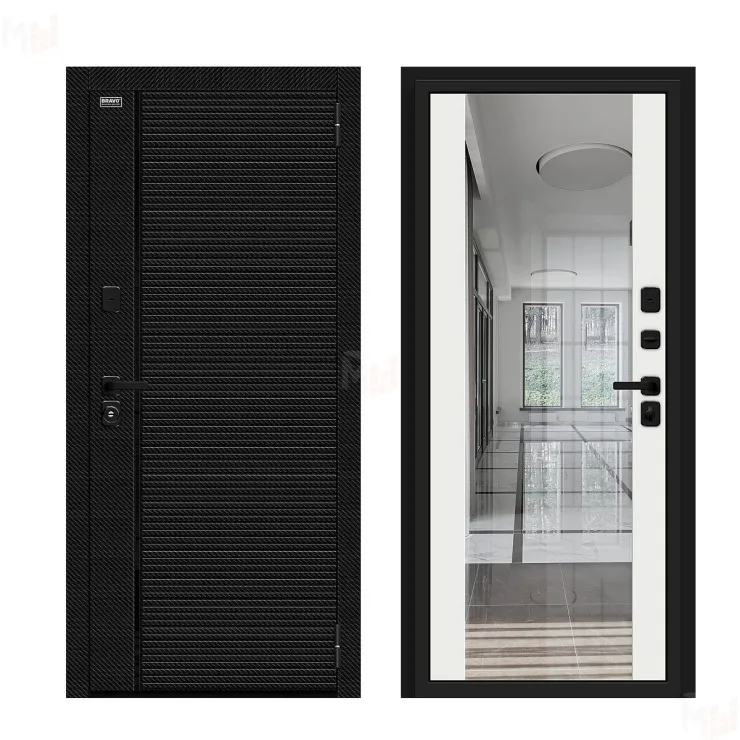 Входная металлическая дверь Лайнер-3 Black Carbon/Off-white