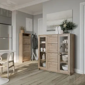 2.02.03.400.3 СИРИУС тумба 2 двери со стеклом и 4 ящика 117х123 сонома RU 2.02.03.400.3 СИРИУС тумба 2 двери со стеклом и 4 ящика 117х123 сонома RU