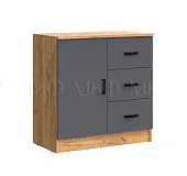 Комод Бася 3 ящика, 1 дверь (крафт золотой/графит) Комод Бася 3 ящика, 1 дверь (крафт золотой/графит)