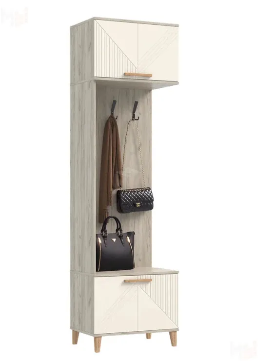 Прихожая Ирис Шкаф с вешалками Кашемир/Дуб Крафт серый