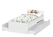 Кровать одинарная с выкатными ящиками  (0,9 x 2,0)  Токио Белый текстурный Кровать одинарная с выкатными ящиками  (0,9 x 2,0)  Токио Белый текстурный