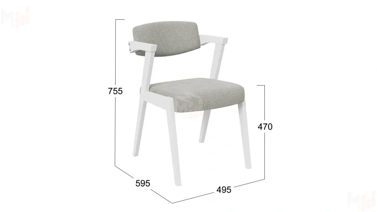 Стул Гонконг 2 - N-242 Белый матовый, тк. №221 Шенилл Estetica moonstone