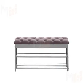 Банкетка Leset "Грейс" (Серый ясень/V19 коричнево-красный, каретная стяжка)