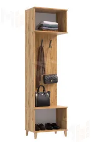 Прихожая Ирис Шкаф с вешалками Браш Вайт/Дуб Крафт