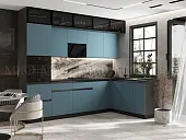 Кухонный гарнитур Техно-6 угловой 3,0*1,8 м (браш блю)