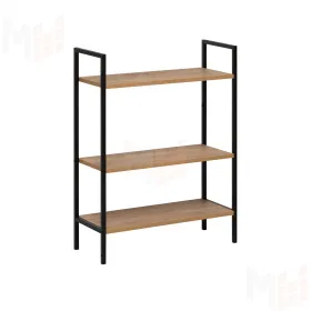 Стеллаж Leset Стилвуд 23 широкий, 3 полки (Чёрный/Дуб крафт золотой)