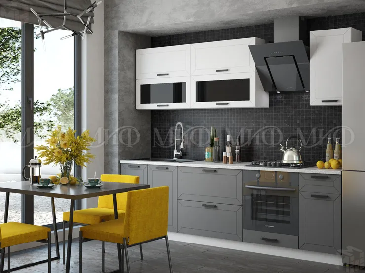 Кухня Монако (2,6) Белый софт/Графит софт