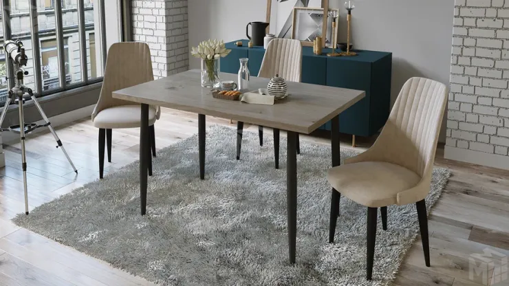 Стол Невада - ДП1-02-08 Дуб Эврика, Черный матовый