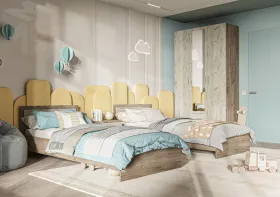 Модульная детская Гармония дуб крафт белый - дуб крафт серый