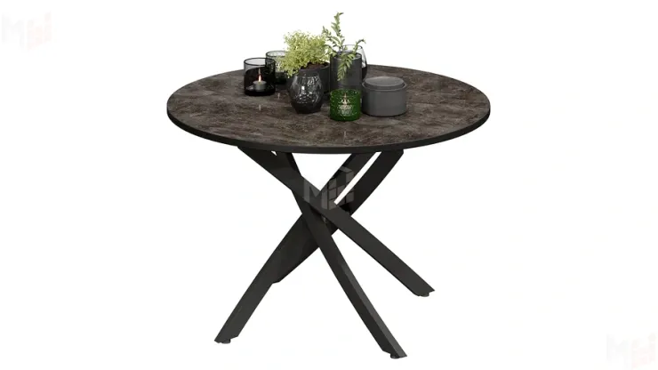 Стол обеденный Diamond Тип 2 - КМ+02.68.000.167 Черный муар, Ателье темный глянец