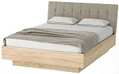 Кровать КРС-1600 СОНАТА с подъёмным механизмом Дуб Сонома - велюр  SAND Кровать КРС-1600 СОНАТА с подъёмным механизмом Дуб Сонома - велюр  SAND