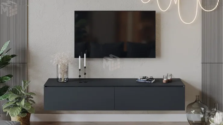 Тумба ТВ Глосс - ТД 319.03.11 Яблоня Беллуно, Стекло Графит матовый