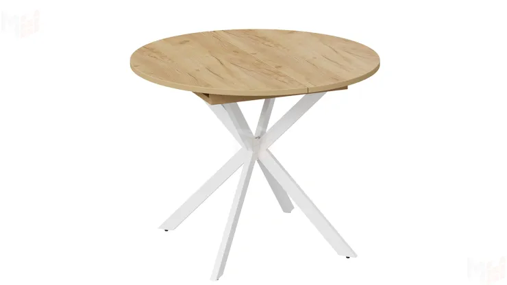 Стол обеденный раздвижной Мэдисон Тип 1 Белый муар, Дуб Крафт золотой Стол обеденный раздвижной Мэдисон Тип 1 Белый муар, Дуб Крафт золотой