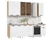 Кухня Рио New 2,0/900 (490) комп №4 (Белый глянец, Дуб крафт (Дуб вотан)