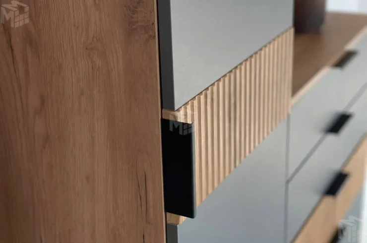 Стенка в гостиную Бери дуб крафт золотой/графит