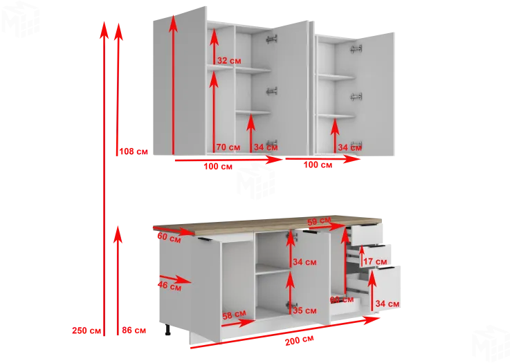 Кухня НОМА 2,0 с высокими шкафами