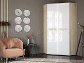 Шкаф Ким угловой универсальный (сонома/белый глянец)