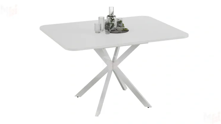 Стол обеденный раздвижной Лиссабон Тип 1 Белый муар, Белый Стол обеденный раздвижной Лиссабон Тип 1 Белый муар, Белый