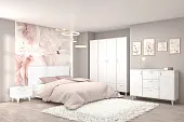 Спальный гарнитур ЭГО Бетон Светлый/Белый Глянец Вариант 6 Спальный гарнитур ЭГО Бетон Светлый/Белый Глянец Вариант 6