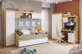 Детский гарнитур Форсаж К2  дуб крафт золотой/белый