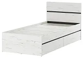 Кровать 900 ГРЕТТА с ящиками Дуб Крафт белый-Антрацит Кровать 900 ГРЕТТА с ящиками Дуб Крафт белый-Антрацит