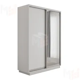 Шкаф-купе Оптим 2-х дверный 1 секция (ЛДСП, Зеркало) 160 см. 1 штанга, 6 полок, 2 ящика