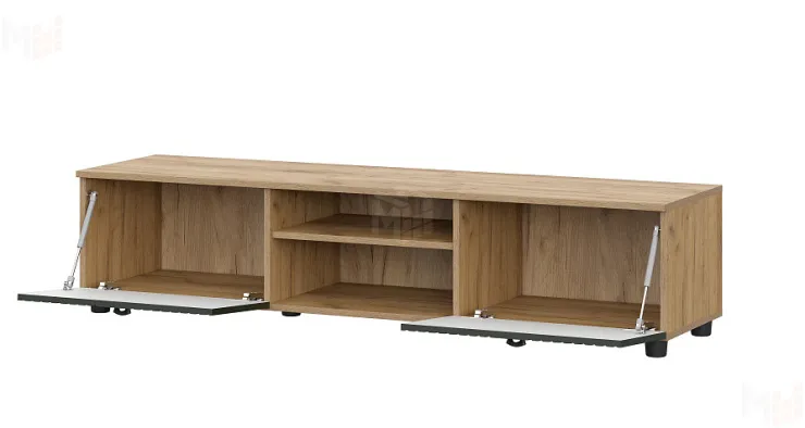 Тумба ТВ Милан со створками и нишей Дуб Золотой/Олива Софт