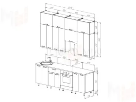Кухня Рио New 2,4 (490) комп №3 ЛДСП Дуб крафт, Белый глянец (Дуб вотан)