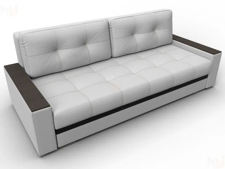 Диван прямой с декором Лига-096 НПБ ( Белый\Черный )