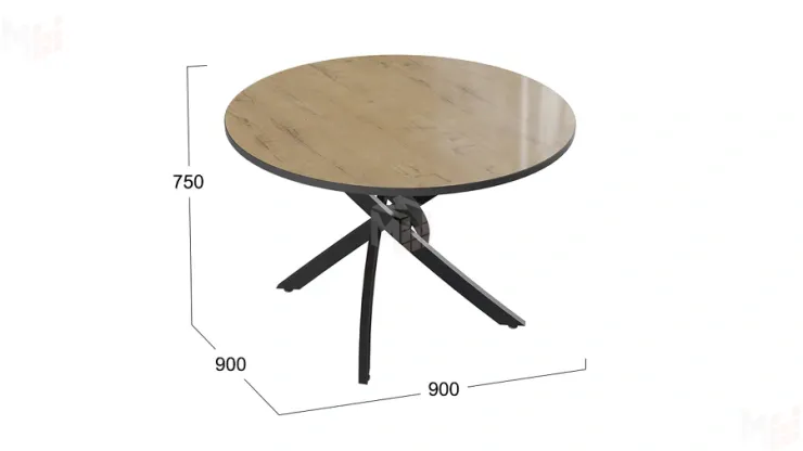 Стол обеденный Diamond Тип 2 - КМ+02.68.000.167 Черный муар, Бунратти глянец