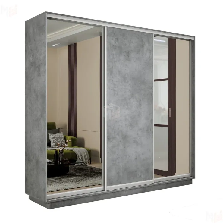 Шкаф-купе Экспресс трио 2 зеркала 1800 (Бетон)